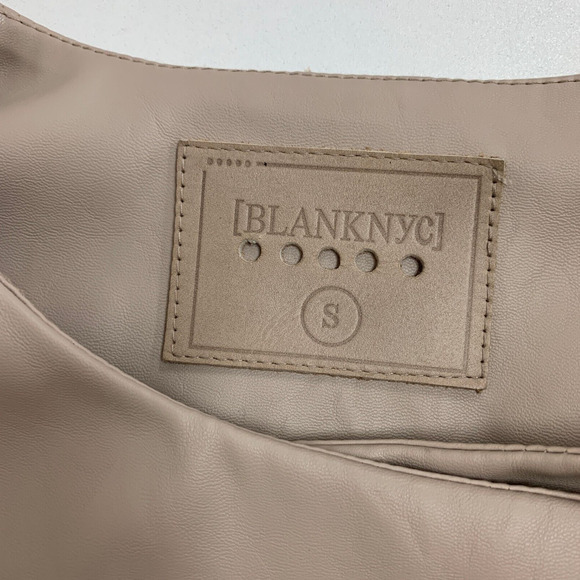 Blank NYC Jacket Women Small Coffee Faux Leather Denim Record Breaker Collarless - Picture 9 of 13